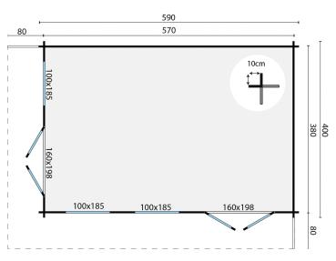 Gartenhaus Hildegard 670x480 cm